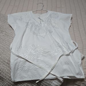 White Embroidered Tunic Top